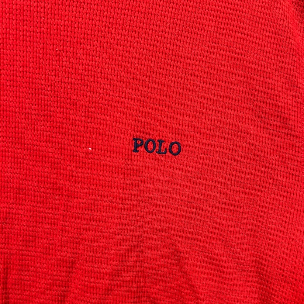 Polo Ralph Lauren Mens Red Waffle Knit Thermal Long Sleeve Sleep Shirt Size L - Picture 7 of 10